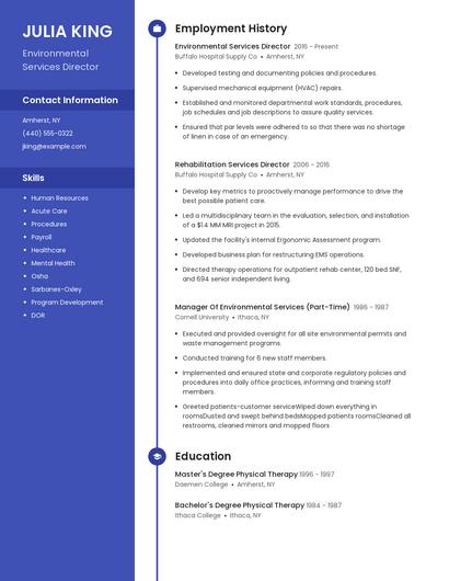 Environmental Services Director Resume