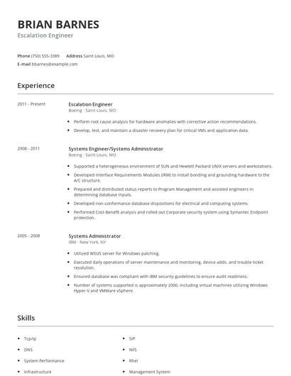 Escalation Engineer Resume