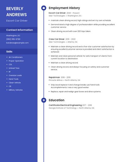 Escort Car Driver Resume