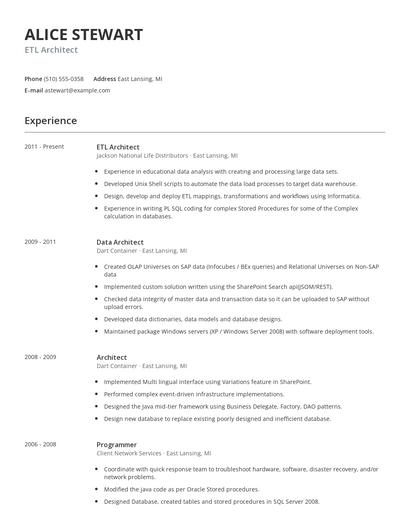 ETL Architect Resume