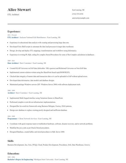 ETL Architect Resume