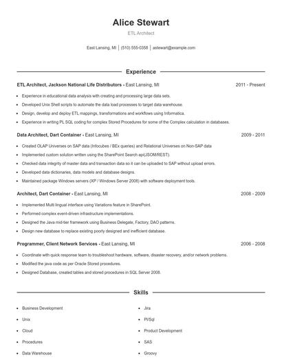 ETL Architect Resume