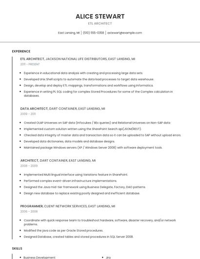 ETL Architect Resume