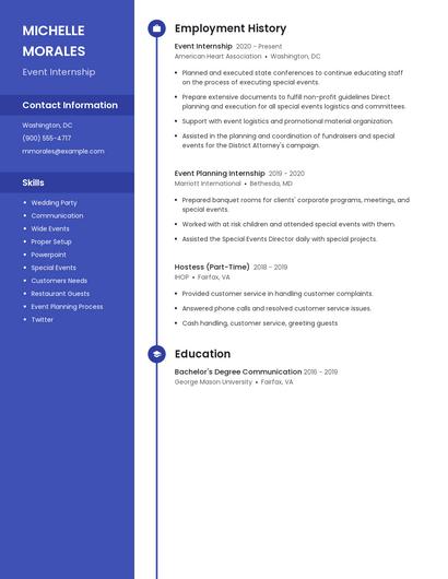 Event Internship Resume