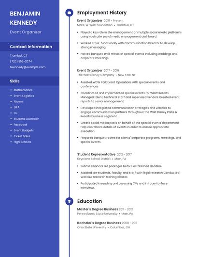 Event Organizer Resume