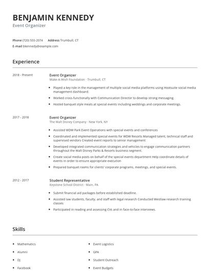 Event Organizer Resume