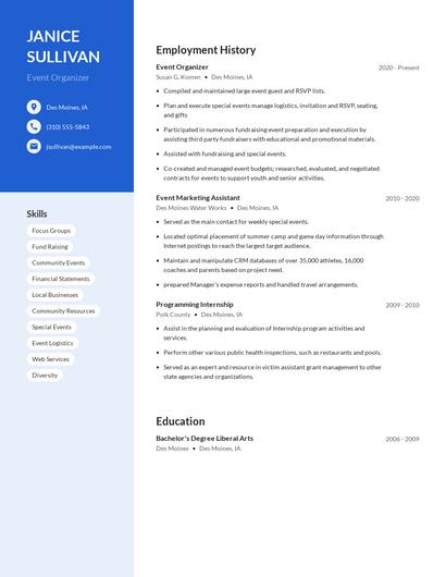 Event Organizer Resume