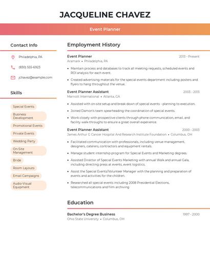 Event Planner Resume