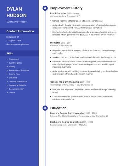 Event Promoter Resume