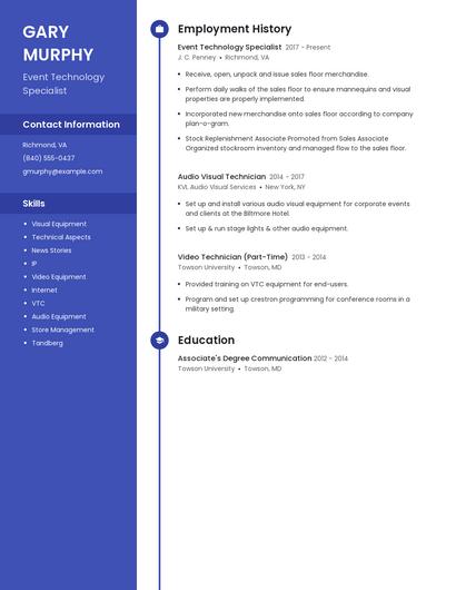 Event Technology Specialist Resume