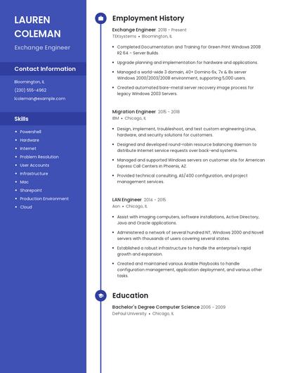 Exchange Engineer Resume