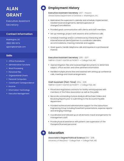 Executive Assistant Secretary Resume