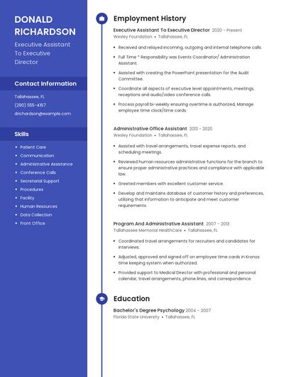 Executive Assistant To Executive Director Resume