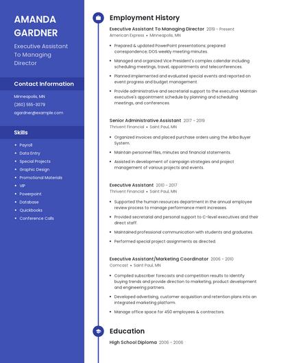 Executive Assistant To Managing Director Resume