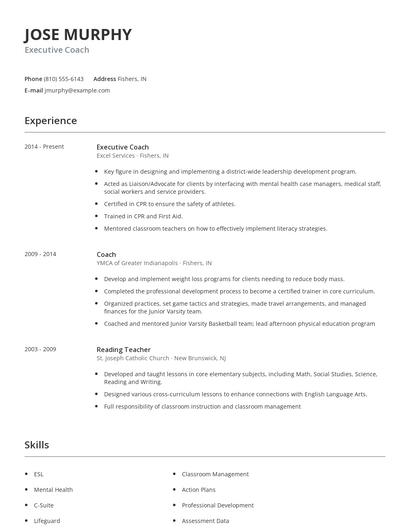 Executive Coach Resume