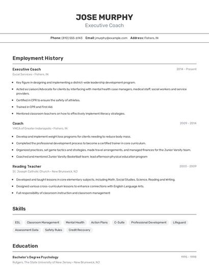 Executive Coach Resume