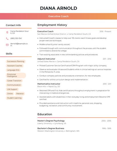 Executive Coach Resume