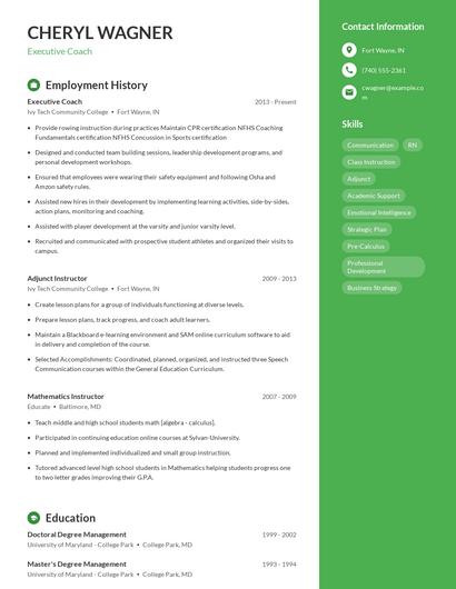 Executive Coach Resume