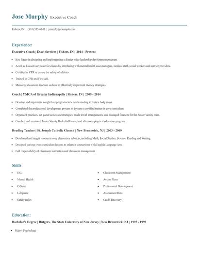 Executive Coach Resume