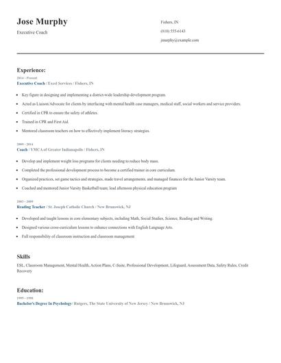 Executive Coach Resume