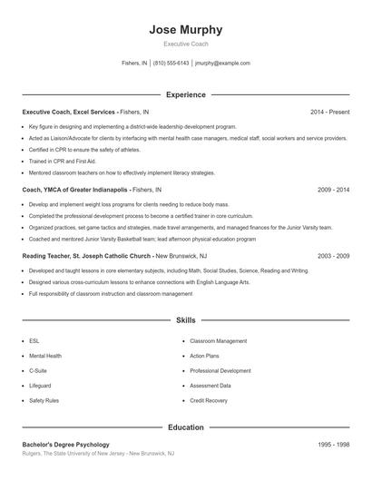Executive Coach Resume