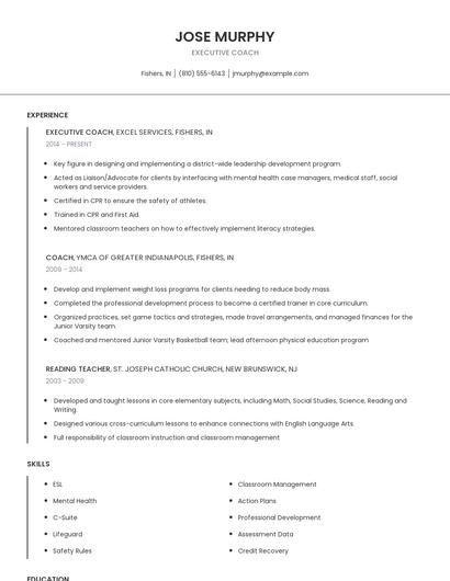 Executive Coach Resume