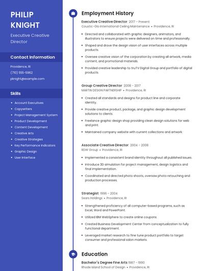 Executive Creative Director Resume