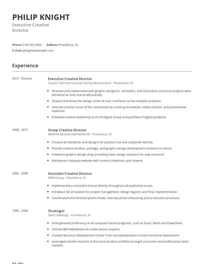 Executive Creative Director Resume