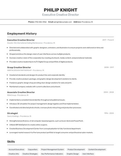 Executive Creative Director Resume