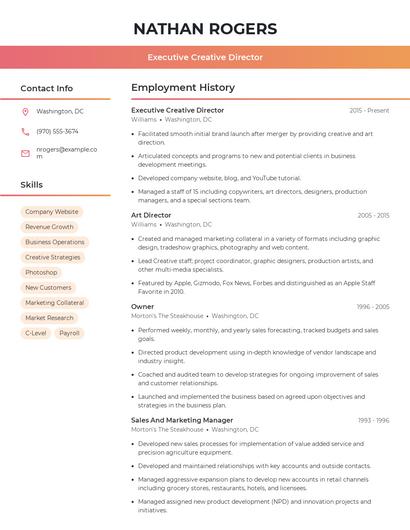 Executive Creative Director Resume