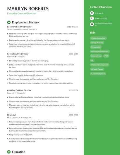 Executive Creative Director Resume