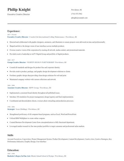Executive Creative Director Resume