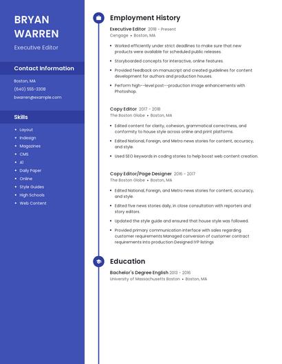 Executive Editor Resume
