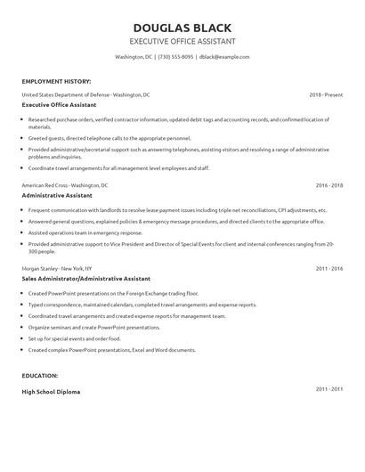 Executive Office Assistant Resume