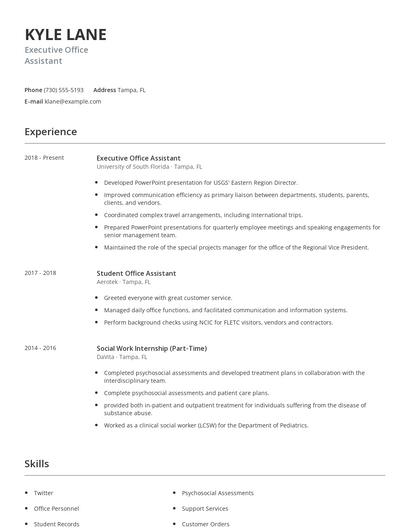 Executive Office Assistant Resume