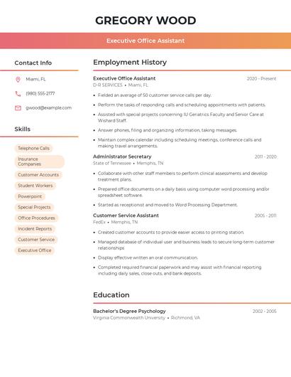 Executive Office Assistant Resume