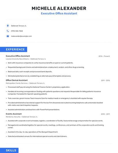 Executive Office Assistant Resume
