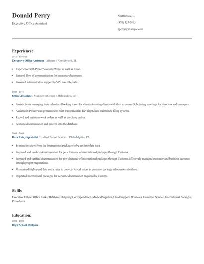 Executive Office Assistant Resume