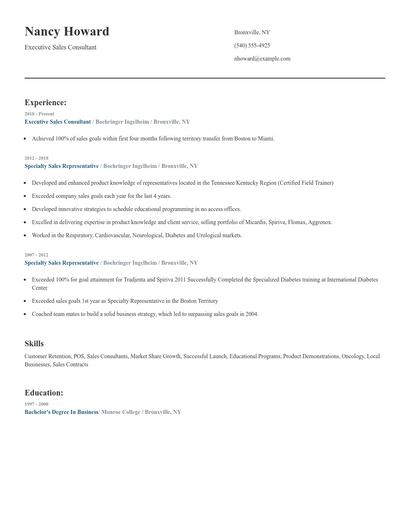 Executive Sales Consultant Resume