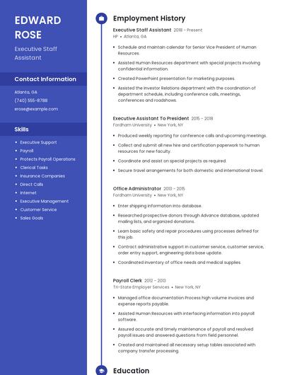 Executive Staff Assistant Resume