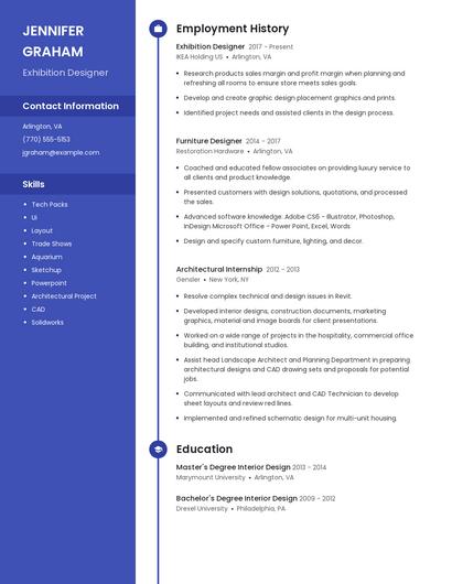 Exhibition Designer Resume
