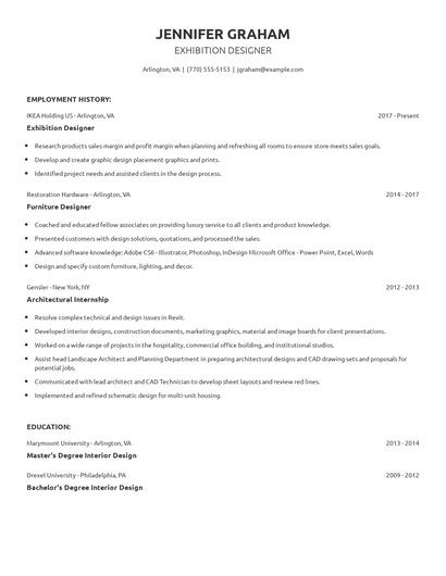 Exhibition Designer Resume