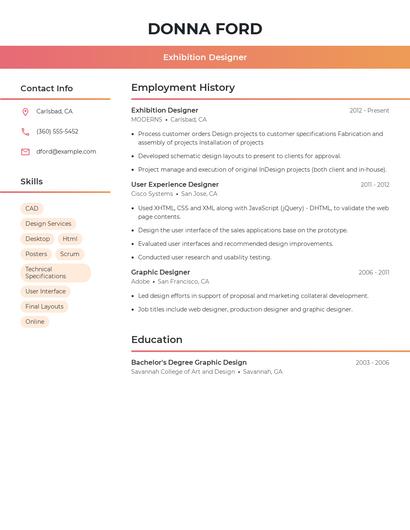 Exhibition Designer Resume
