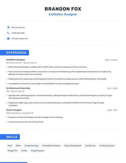 Exhibition Designer Resume