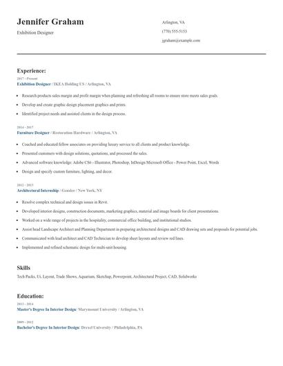 Exhibition Designer Resume