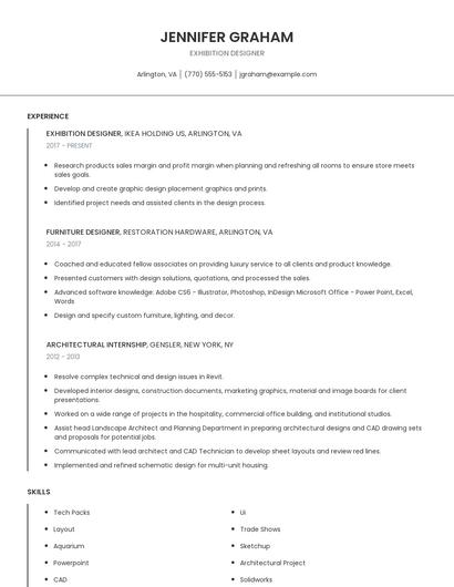 Exhibition Designer Resume