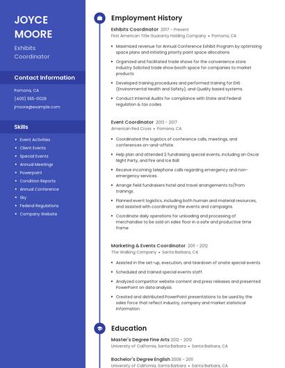 Exhibits Coordinator Resume