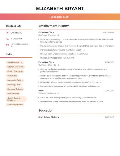 Expediter Clerk Resume