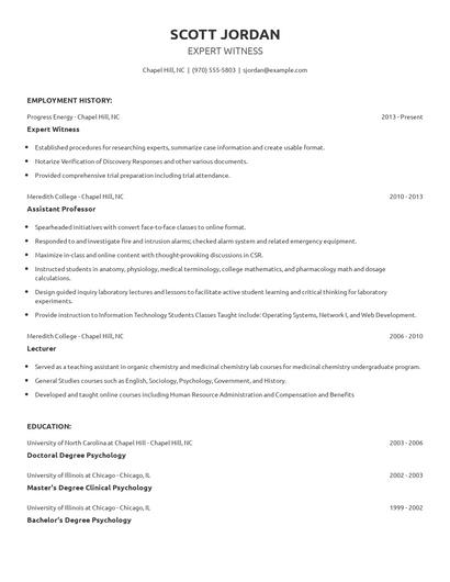 Expert Witness Resume