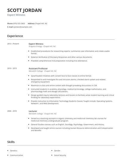 Expert Witness Resume